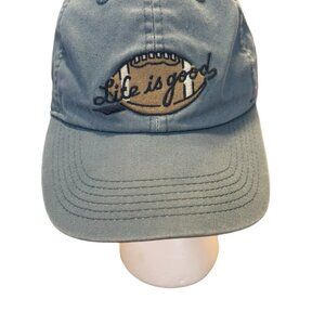 Life Is Good Football Motif Baseball Hat in Blue​